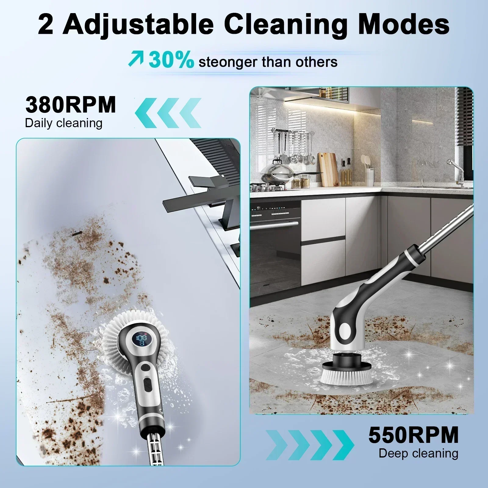 TINSOL Multifunctional Electric Cleaning Brush 11 in 1 Voice Cordless Smart Rotating Cleaning Brush Kitchen Cleaning Brush