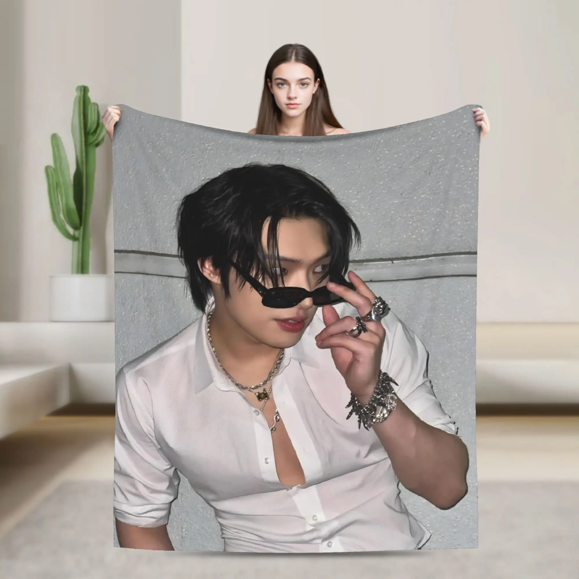 Mingi Kpop Ateez Band Plush Blanket Children  Flannel Throw Blanket For Couch Bed Soft Custom Quality Bedspread Gift Idea