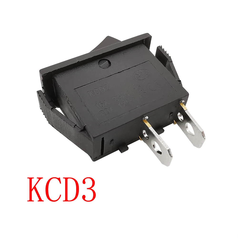 KCD3 Rocker Switch AC 16A/250V 20A/125V 2 Positions ON-OFF Black Boat Switch 2 Pin Electrical Equipment Power Switches