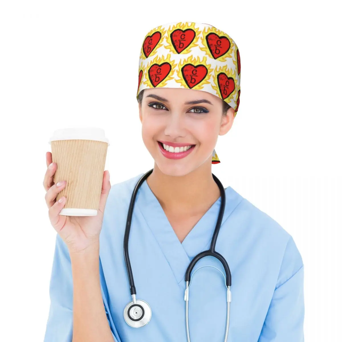 Clothes Over Bros Heart Logo Scrub Hat Doctor Working Surgical Cap Unisex Adjustable Nursing Caps for Dentist