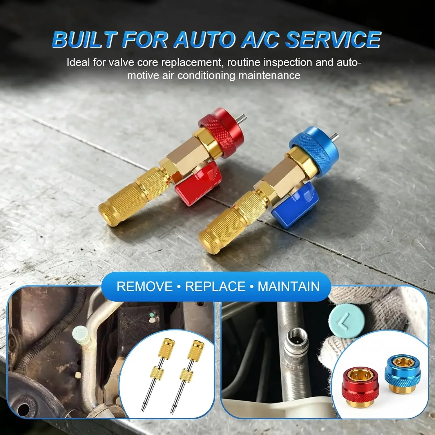 AC Valve Core Removal Tool Kit, R134a R1234yf R22 Valve Removal Tool and Installer for Automotive Air Conditioning Repair