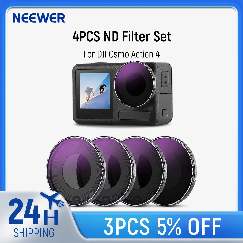 NEEWER ND Filter Set Compatible with DJI Osmo Action 4, 4 Pack Filters Kit Action Camera Accessories