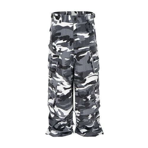 Imagen 2 del producto Pantalones vaqueros de camuflaje funcionales sueltos desmontables para hombres pantalones vaqueros casuales sueltos de pierna ancha de retazos de gran tamaño