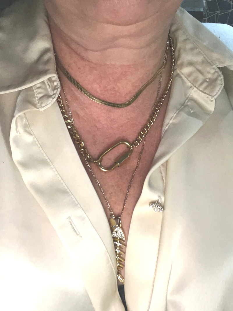 Women Men Statement Stainless Steel Carabiner Clasp Necklace Chunky Thicker Heavy Chain Golden Jewelry Collar Choker