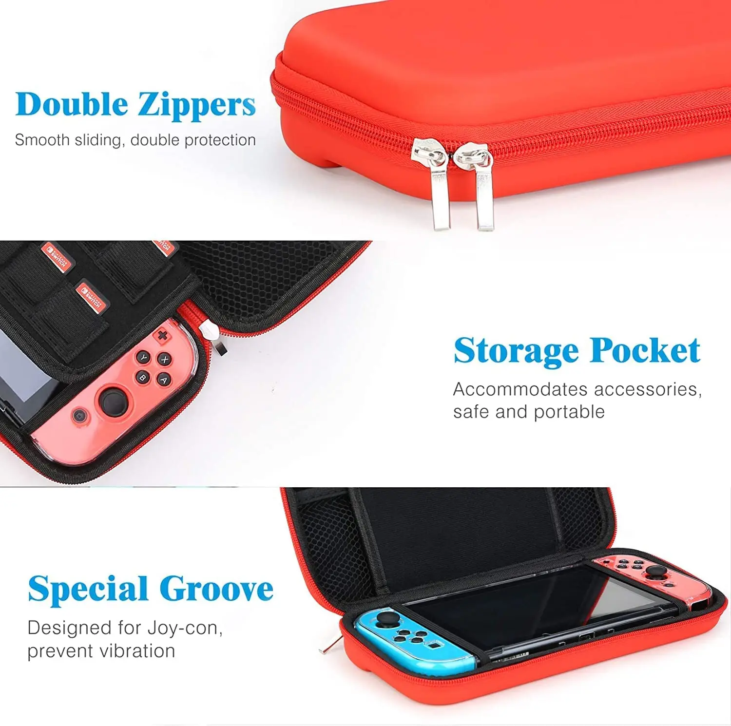 Mooroer Switch Carrying Bag for Nintendo Switch Case with  9 in 1 Nintendo Switch Accessories Kit and 6 Pcs Thumb Grip