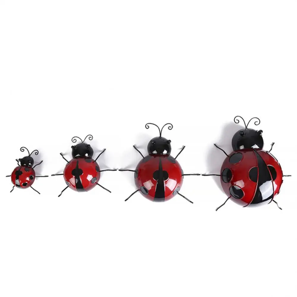 Metal Ladybug Hanging 10/16cm Kids Gift Wall Decoration Ladybird Decor Figurine Fence Hanger Ornaments Art Ornament Insect