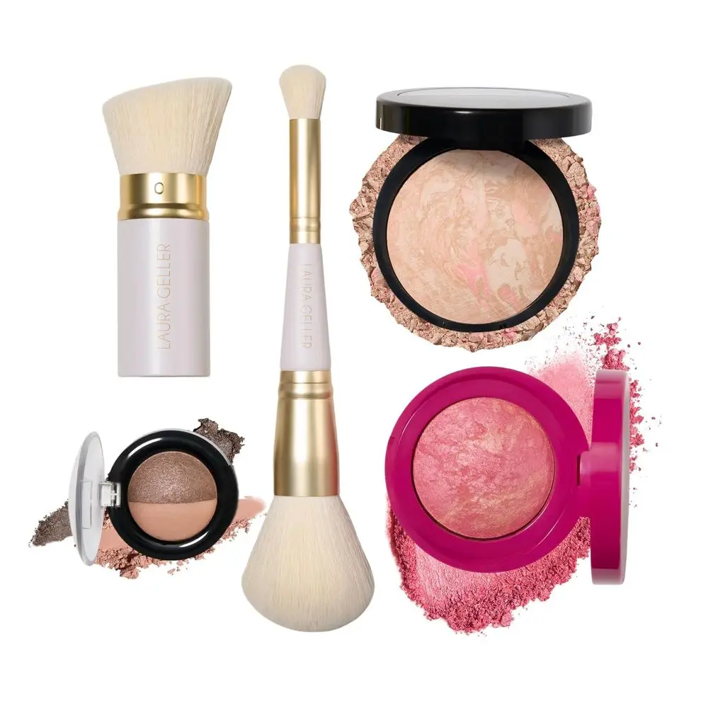 

Daily Routine Kit | Porcelain | Limited Edition Makeup Set | Baked Foundation or Mature Skin, Exclusive Blush, Eye, Retractable