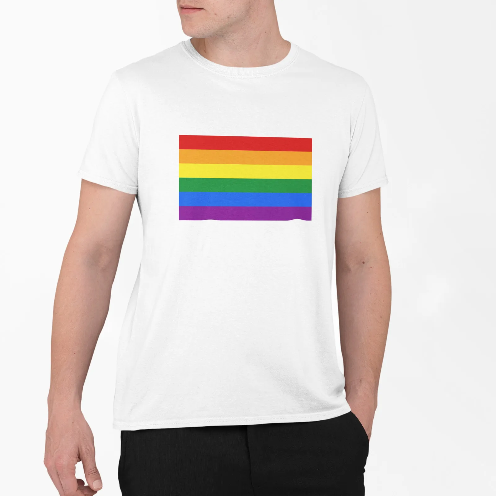 

Gay Pride LGBT Flag Tolerance Trendy Fashion Rare Printed Men Cotton T-shirt Top