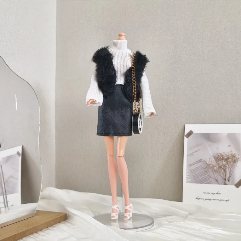 Ropa informal para muñecas 1/6, ropa hecha a mano, accesorios de vestido, ropa de invierno, chaqueta de piel, suéteres, Falda corta para muñecas de 30cm