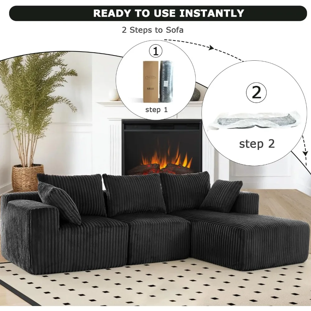 أريكة مقطعية مع كرسي وعثماني، أريكة على شكل حرف L مكونة من 3 مقاعد، أثاث غرفة معيشة مريح يشبه السحابة #6