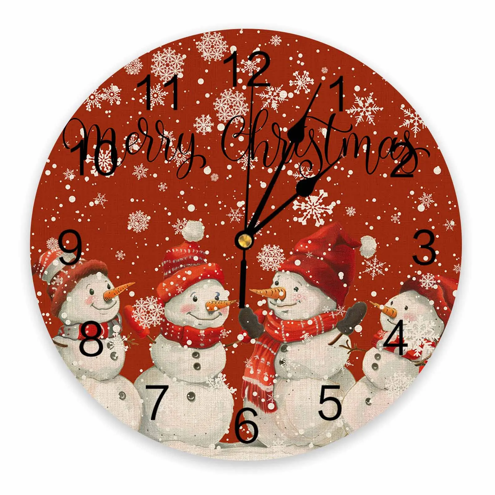 Christmas Snowman Watercolor Wall Clock Large Modern Kitchen Dinning Round Wall Clocks Bedroom Silent Hanging Watch