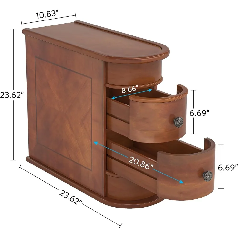 Tribesigns-mesa auxiliar con 2 cajones, mueble con almacenamiento, No requiere montaje, parte trasera cerrada, mesita de noche delgada