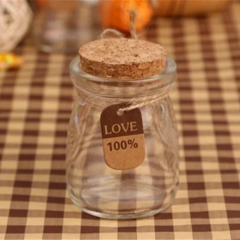 Botella de vidrio de estrella de la suerte pequeña sin plomo, pudín de corcho, regalo de deseo, yogur, leche, suministros para fiestas, botellas, tarro de vela