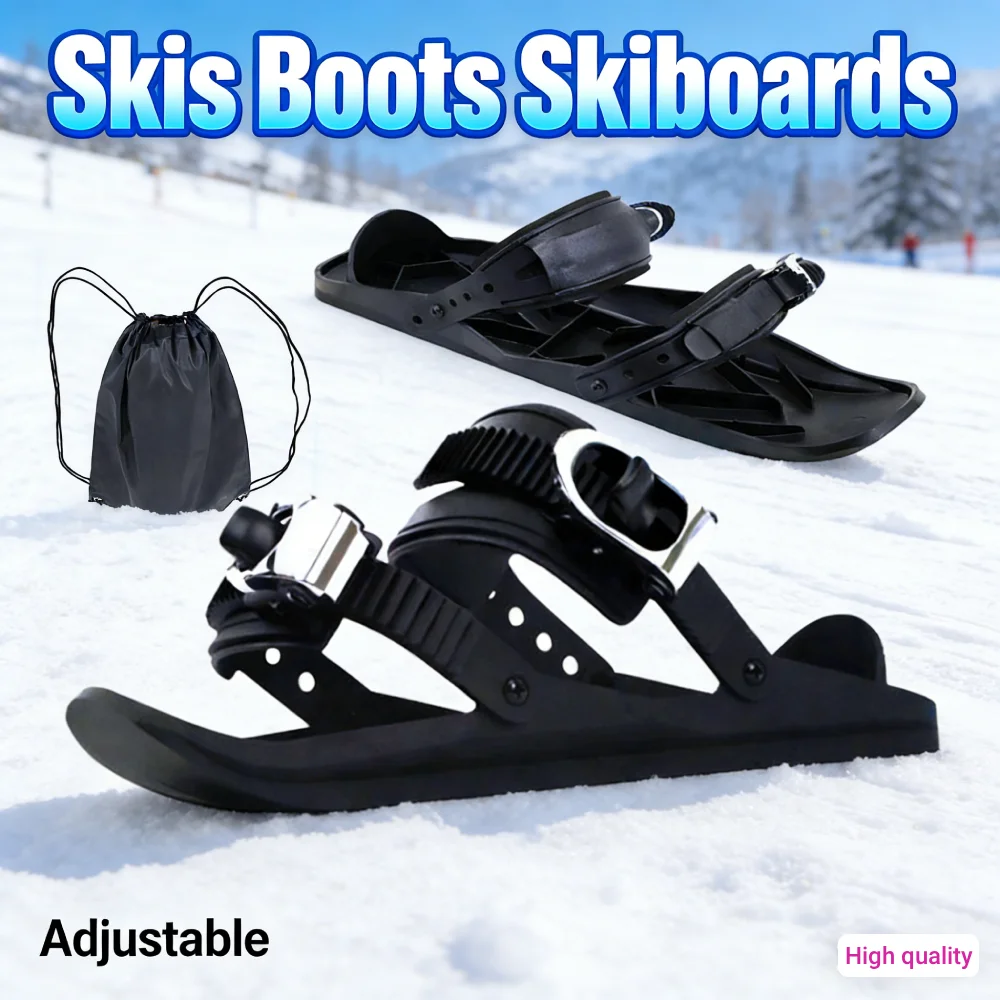 

Mini Short Ski Shoes Snowblades Adjuatable Ski Skates Short Shoe Adjustable Buckles for Winter Outdoor Sports Skiing Skating