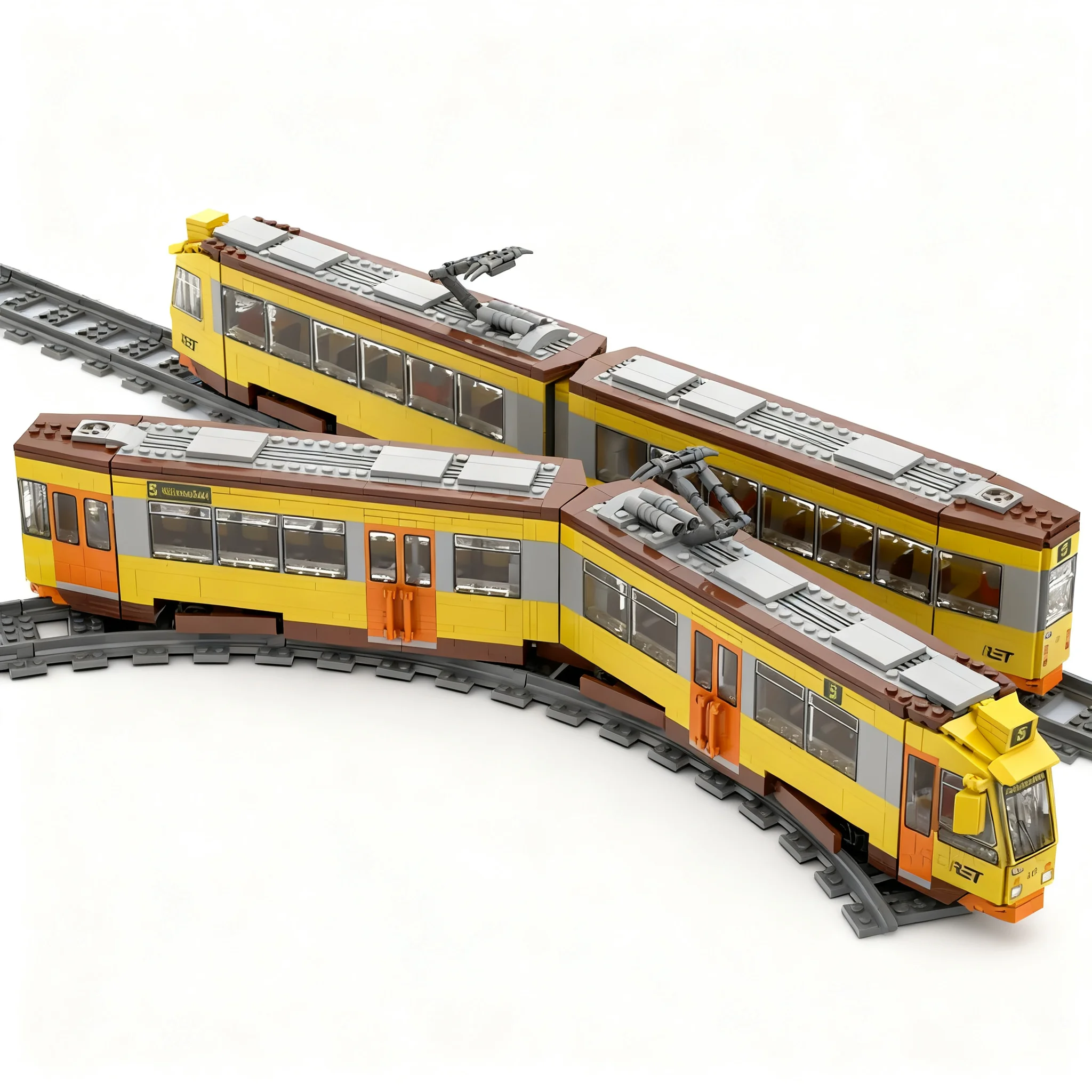 1042pcs MOC City Trains Düwag ZGT-6 Tram RET Rotterdam Netherlands 1982-2014 Model Building Blocks Christmas Gift Toy Birthday