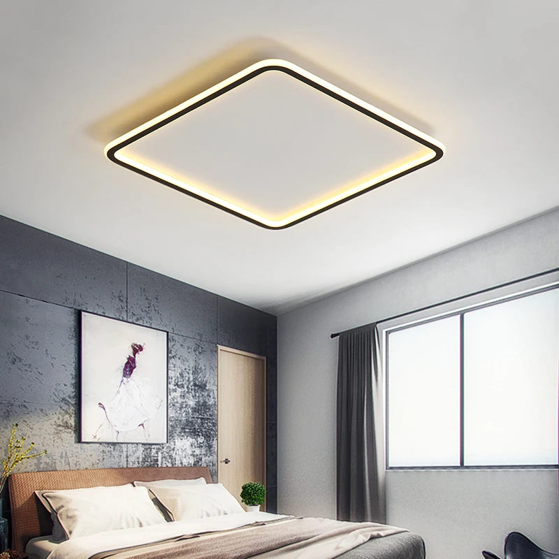 Modern Minimalism Black Gold LED Round Square Ceiling Living Dining Room Bedroom Lights Nordic Ultra-thin Surface Ceiling Lamps