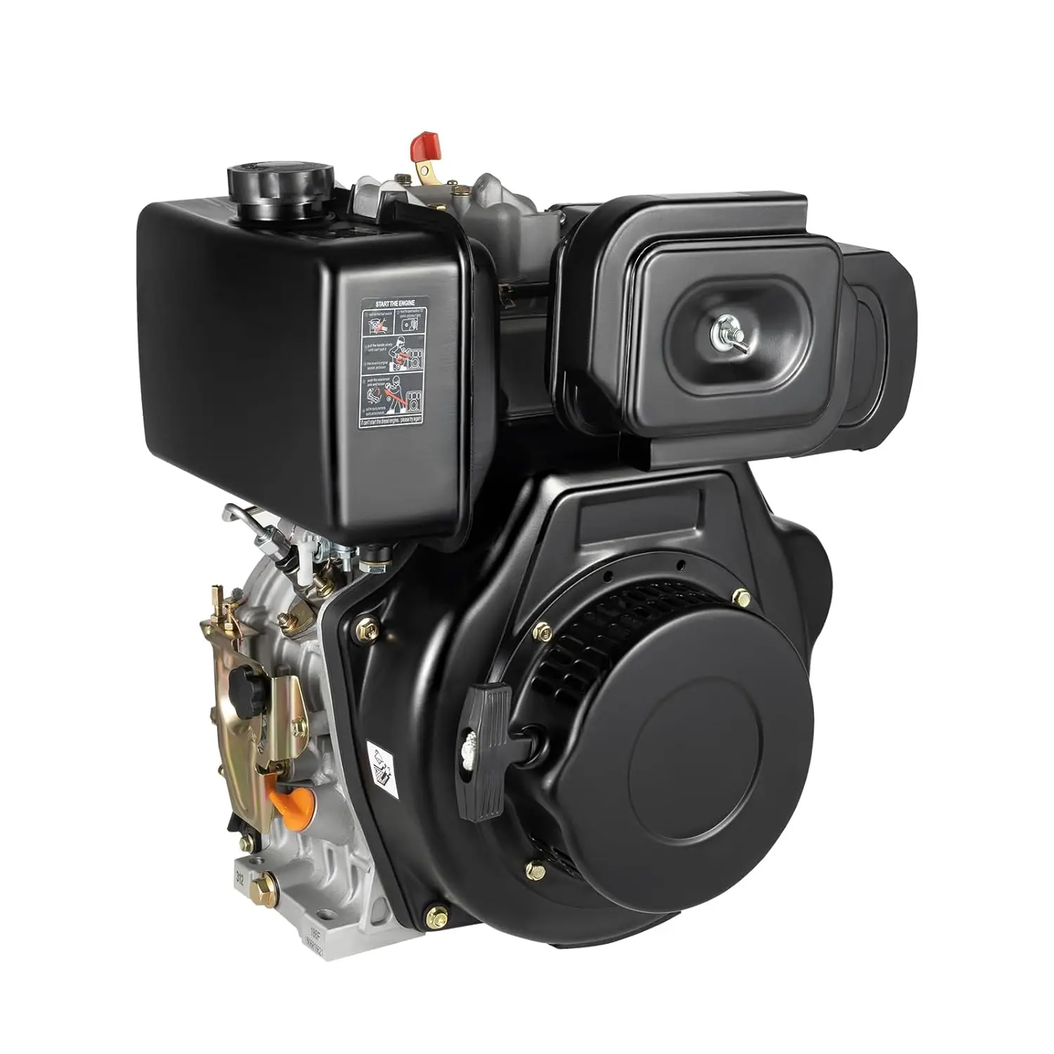 

10HP Air Cooled Diesel Engine, 418cc 4-Stroke Diesel Motor with Recoil Start, Forced Air Cooling, Vertical Shaft, Customized