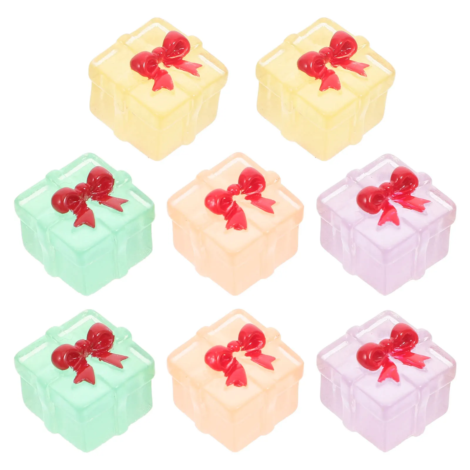 

8 шт. мини-подарочные коробки из смолы, светящиеся в темноте маленькие украшения для рождественского сказочного сада, бонсай, украшение для рабочего стола