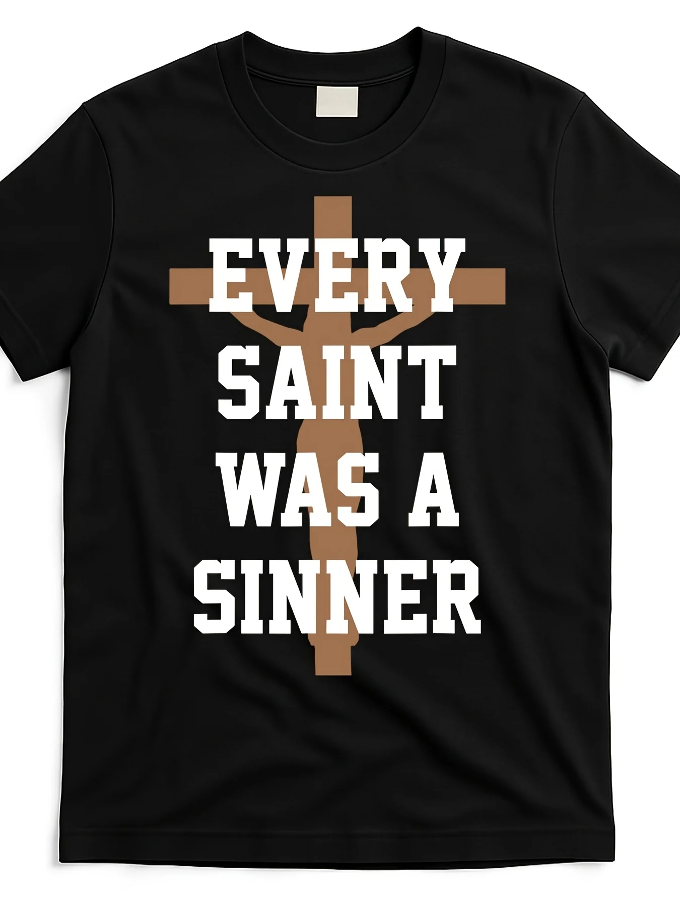 Every Saint Was A Sinner T Shirt Esw3630748 At Black Product Image Same Style For Men And Women 2026 Summer Short-sleeved Printe