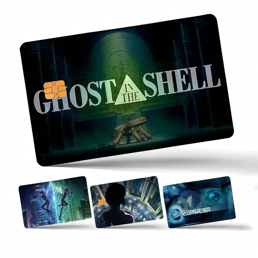 Anime G-Ghost In The Shell Cool 4 Stück 1 Set Kredit- und Debitkarten-Aufkleber, Party-Aufkleber, Dekoration, wasserfest, kleiner Karten-Skin-Aufkleber