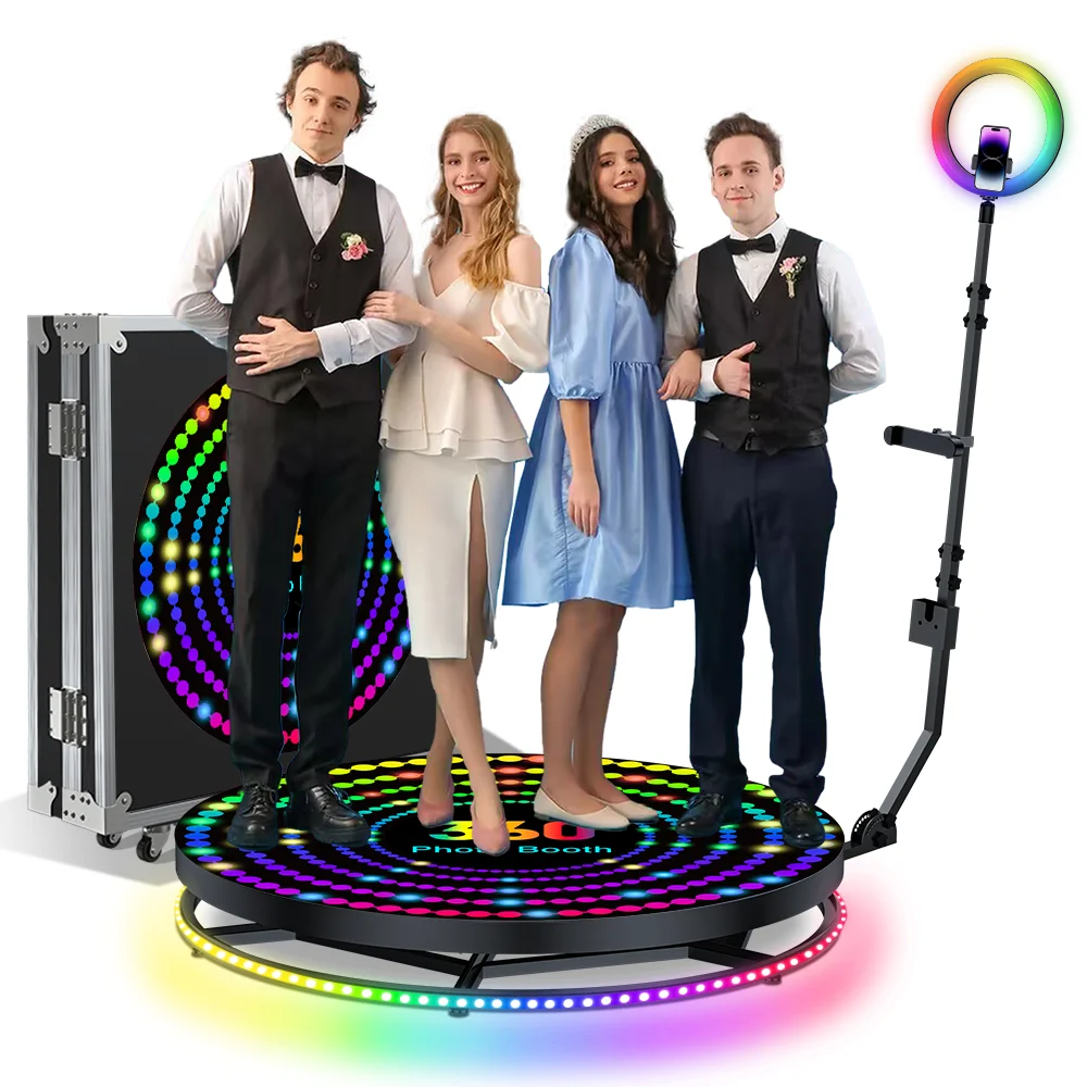 

Selfie 360 Photo Booth Machine With Flight Case Automatic 360Photo Camera Booth Video for 1-7people Wedding Birthday Rental