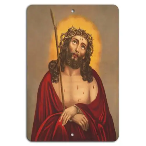 Jésus couronné de épines : Dévotion fidèle - Plaque métallique en aluminium