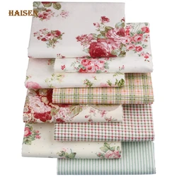Haisen, 8 patterns Rose Flowers Printed Cotton Fabric Twill Cloth For DIY Sewing Baby&Kid's Quilt Sheets Dress Textile Material