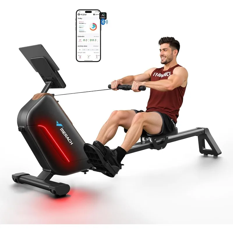 

MERACH Rowing Machines for Home, Powerful Electromagnetic Row Machine with 51.2" Extended Rail, 16-Level Handle Resistance Adju