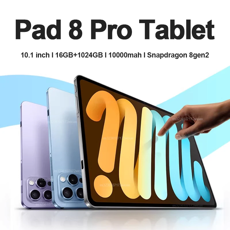 Pad 8 Tablet Pro 10.1นิ้ว8gen2แอนดรอยด์13 Snapdragon ทั่วโลก16GB + 1024GB 10000mAh 5G ซิมคู่ Wi-Fi HD เต็มหน้าจอ