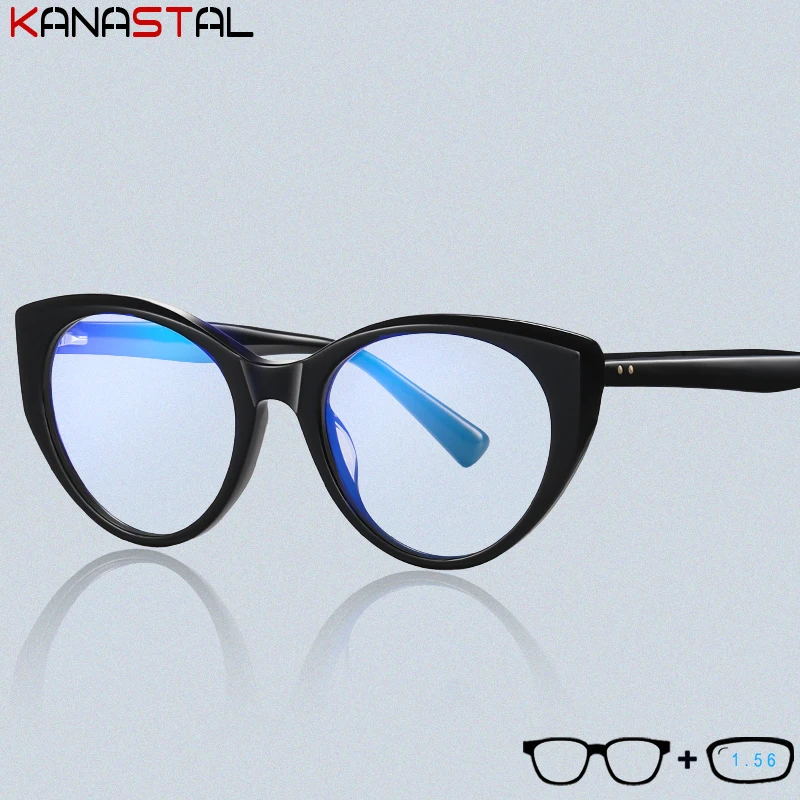 

Women Blue Light Blocking Reading Glasses Elegance Plate Alien Computer Eyeglasses Frame Prescription CR39 Lens Myopia Eyewear