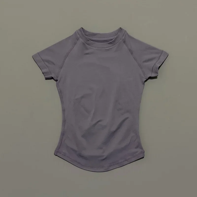 Naadloze yoga-top met korte mouwen, dames, sneldrogend, ademend, slim fit, workout, gym, hardlopen, aansluitend sport-T-shirt, activewear