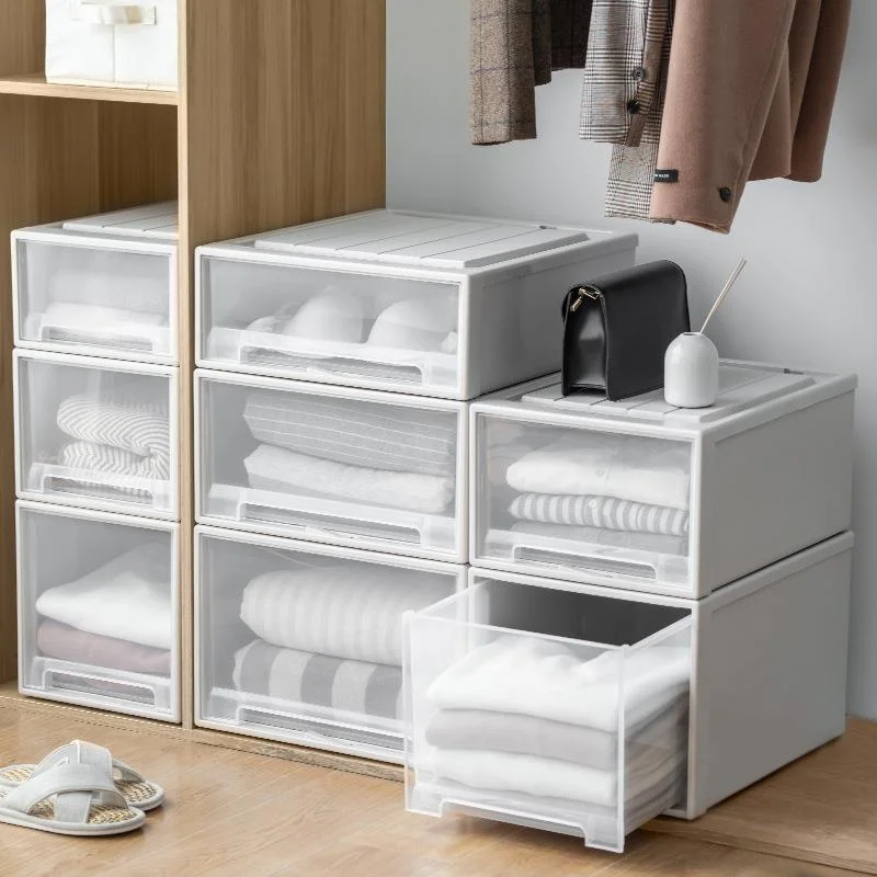 Transparent Drawer Style Storage Box Home Clothes Organizer Box Plastic Drawer Organizer Box Japanese Style Storage Box