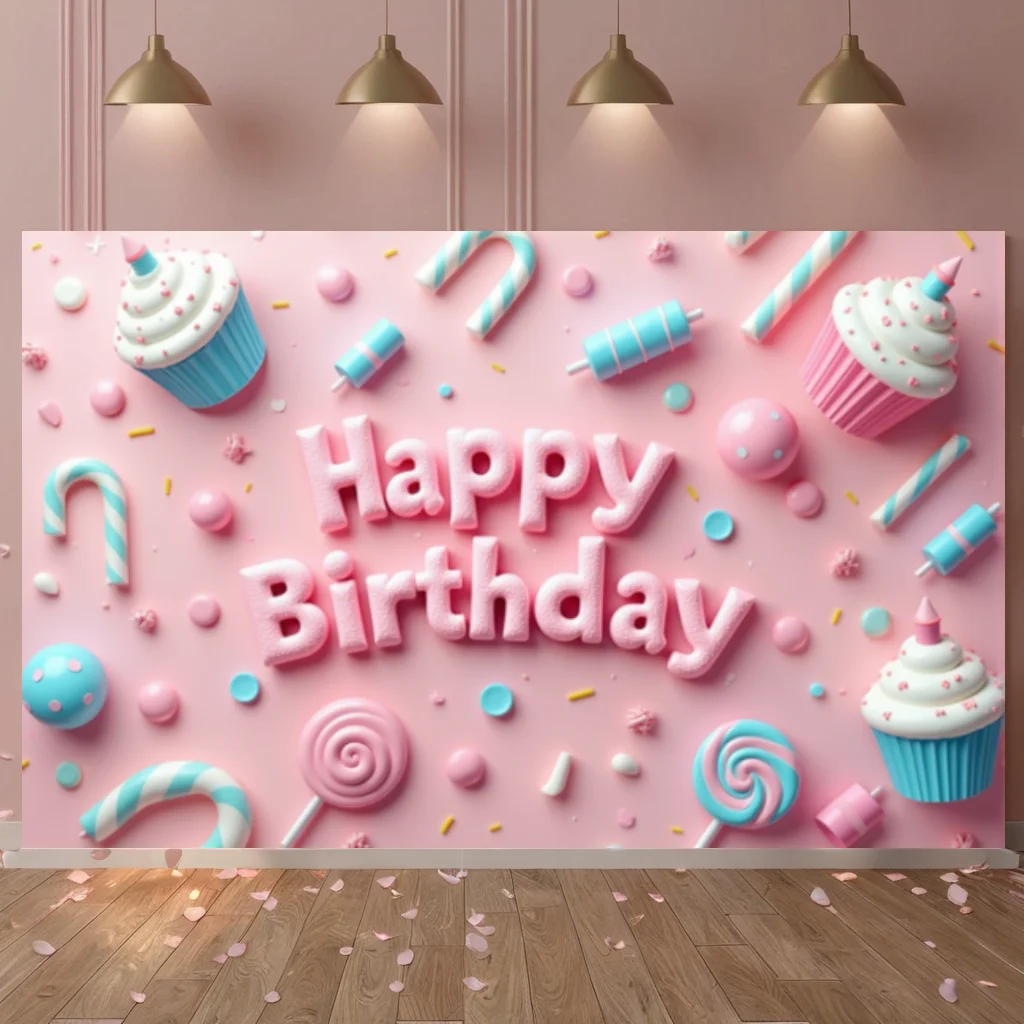 Colorful Balloon Rainbow Theme Happy Birthday Party Decoration Baby Shower Photography Backdrop For Outdoor And Home Celebration