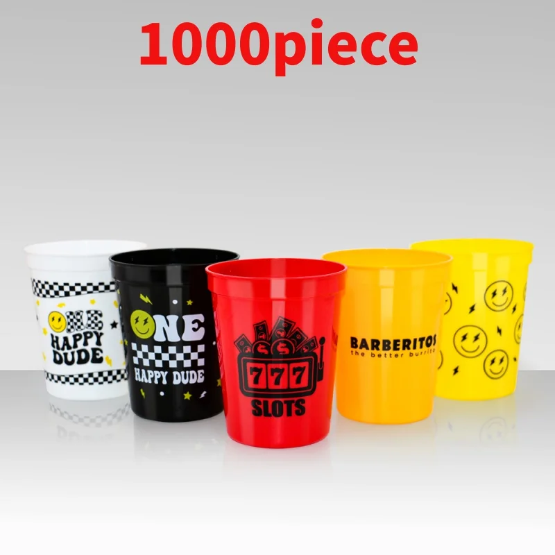 10 00piece.Custom.Factory Branded Logo Promotional 12oz 16oz 20oz plastic stadium cup and straw cup with full color pri