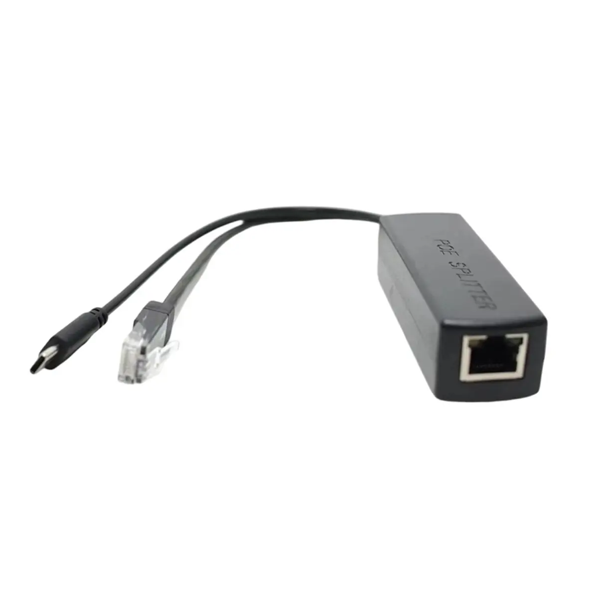 100M Type C PoE Splitter Cable 5V 3A 10/100Mbps Type C Power over Ethernet Splitter with RJ45 Port and TYPE C Port