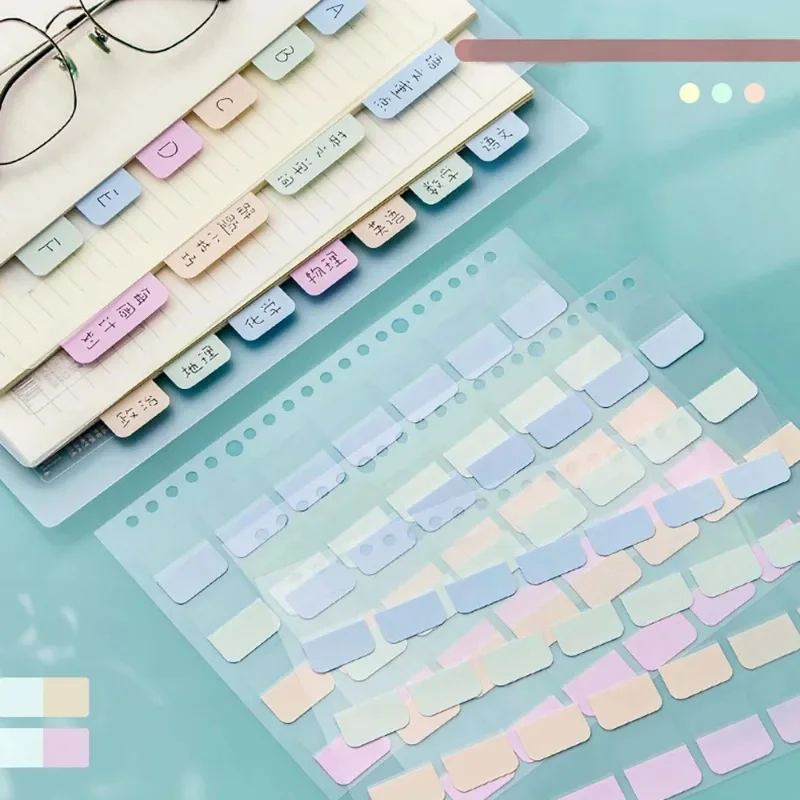 4sheets Label Paper Writable Index Stickers Cute PET Memo Pad Morandi Color Loose-leaf Classification Stickers Stationery Office