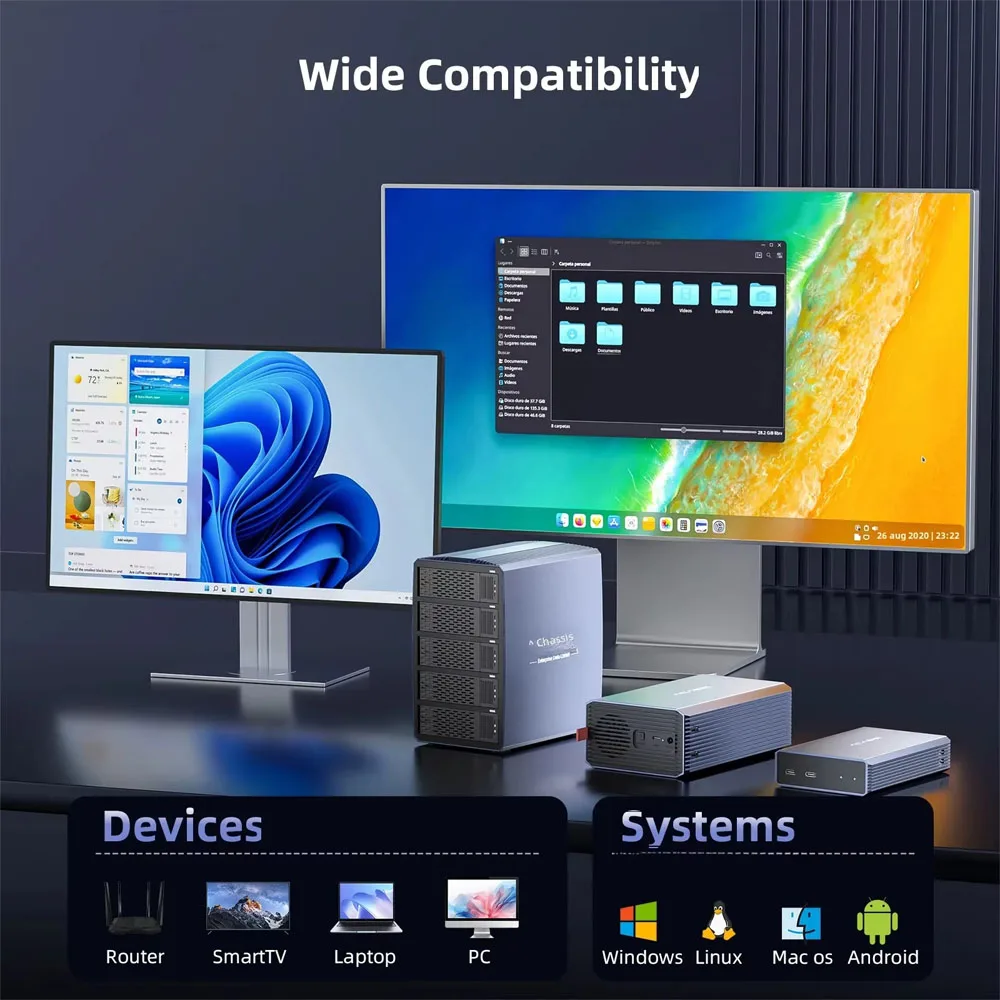 ACASIS 2.5/3.5 Inch SATA Disk Array Box USB3.0 5-Bay External Hard Driver HDD Case 30TB*5 Supports 8 RAID Modes For Windows Mac