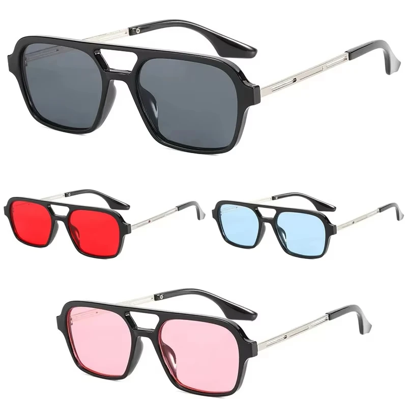 Luxury Sunglasses Woman Sun Glasses Men Fashion Brand Designer Small Frame Square Vintage Hollow Leopard Blue Oculos De Sol