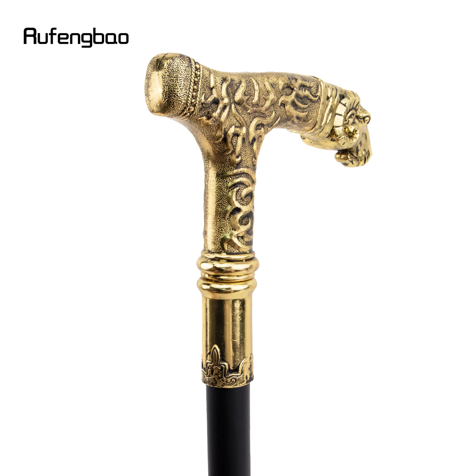 Golden Goat Handle Luxury Pattern Walking Stick Party Fashion Elegant Walking Stick Decorative Cospaly Cane Knob Crosier 90cm