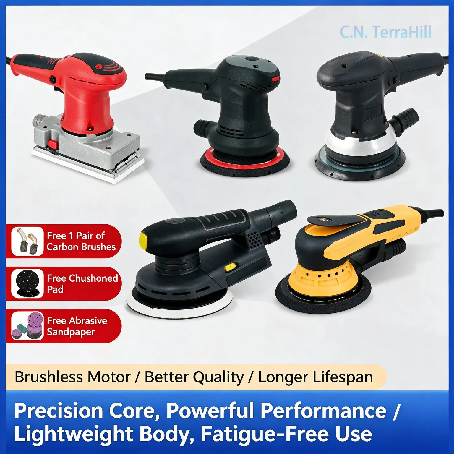 Cordless Drywall Sander Dust-Free Polishing Head Brushless Auto Body Grinder for Car Paint Putty Sanding