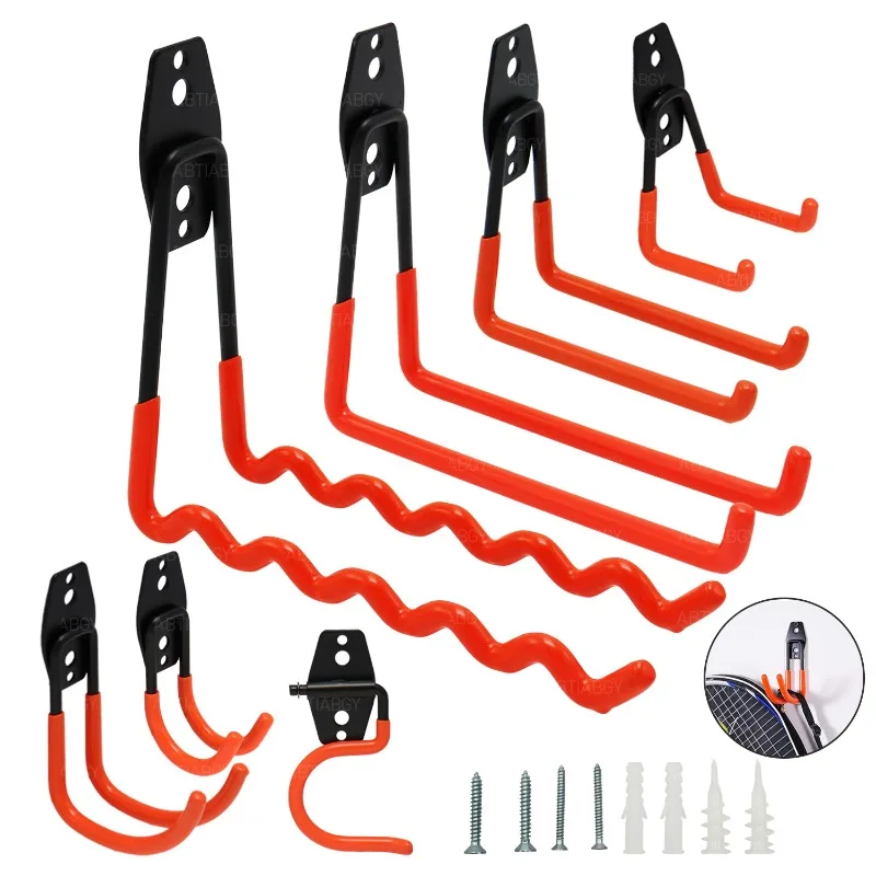 Heavy Duty Garage Hooks for Ladders & Tools, Wall Mount Garage Hanger & Organizer - Tool Holder U Hook with Anti-Slip Coating