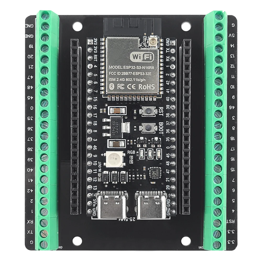 ESP32-S3 Development Board with Expansion Adapter Kit 2.4G Wifi BT Module MCU ESP32-S3 N16R8 44Pin Type-C ESP32-S3