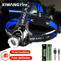 Tactical Zoom Headlamp -1200LM RechargeableHead Flashlight,Waterproof Lighting Tools for Mining/Caving/Emergency (T6&Sensor LED)