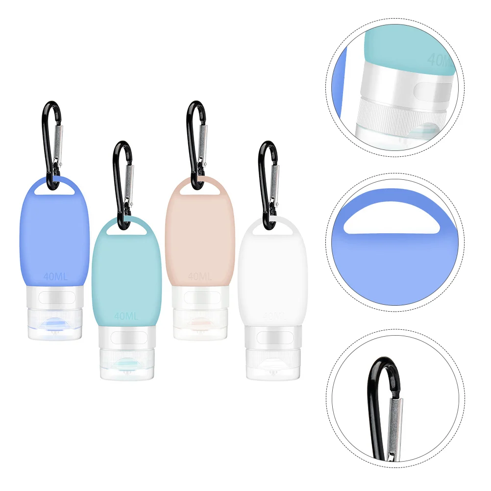 

4 Pcs Silica Gel Bottle Mini Travel Bottles Hanging Empty Clear Pump Container Toiletries Portable