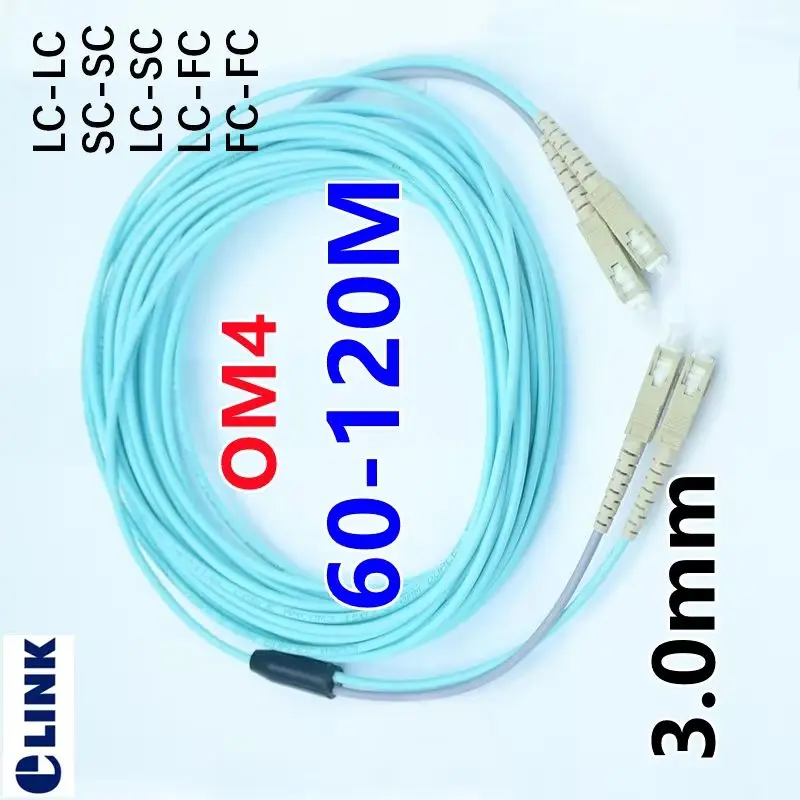 

OM4 Бронированный оптоволоконный патч-корд 60m70m80m100m120mtr 2C оптоволокно LC SC FC ST ftth перемычка 2-жильный оптоволоконный кабель MM дуплексный ELINK