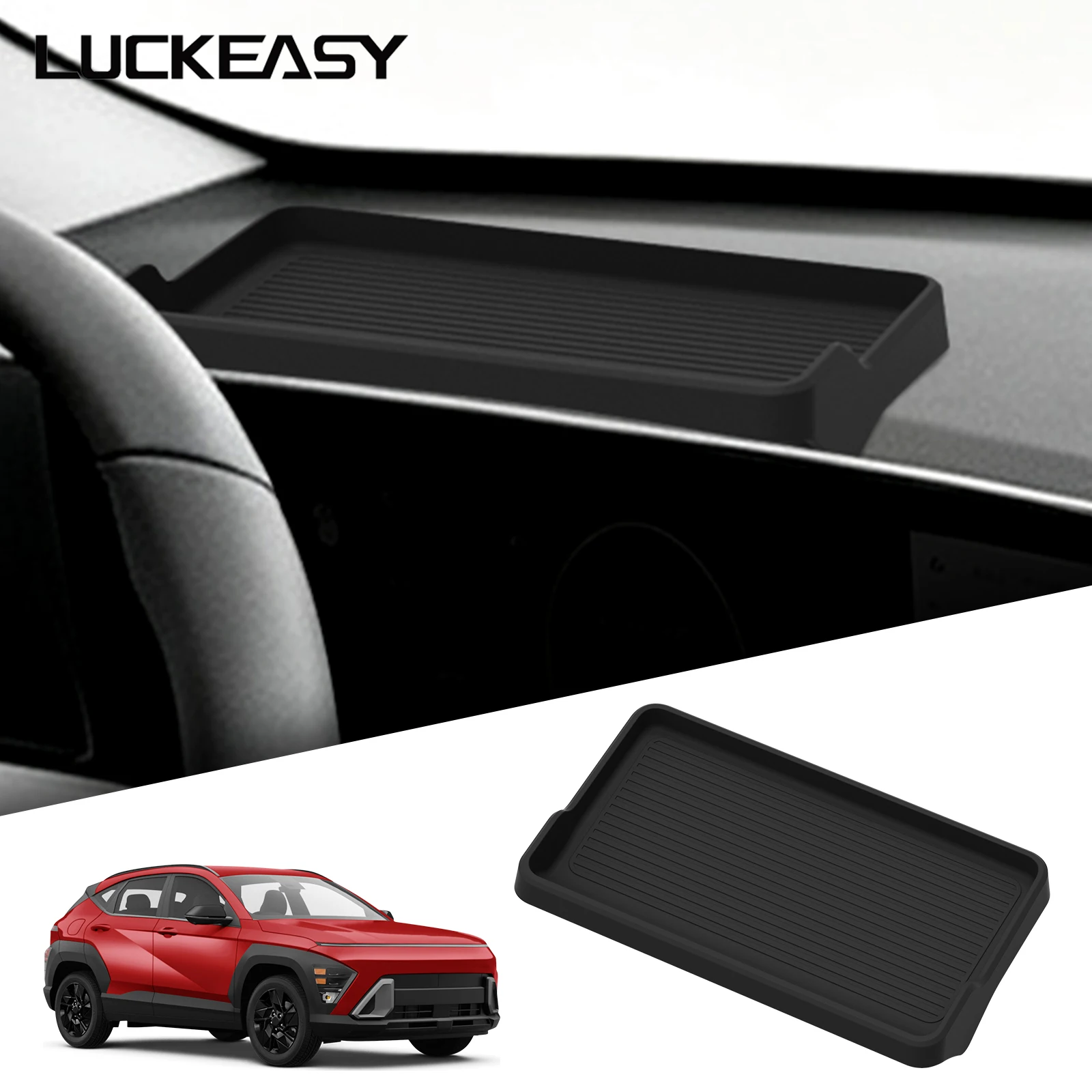 LUCKEASY für Hyundai Kona 2025 2026 Auto-Armaturenbrett-Aufbewahrungsfach Innenzubehör Mittelkonsole Bildschirm Hinterer Stauraum