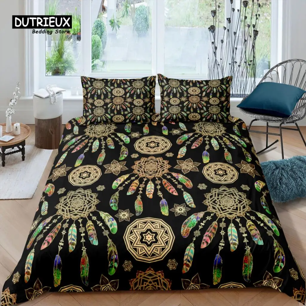 

Home Living Luxury 3d Golden dream catcher Bedding Set Duvet Cover Pillowcase Kids Bedding Set Queen and King EU/US/AU/UK Size