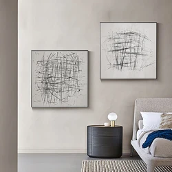 Canvas Print Painting Poster Modern Nordic Abstract Gray Lines Living Room Home Porch Wall Art Decor Replace Picture Core