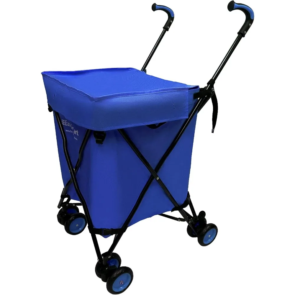 عربة تسوق قابلة للطي مع حقيبة قماش مقاومة للماء قابلة للإزالة وعجلات دوارة قفل للبقالة والغسيل