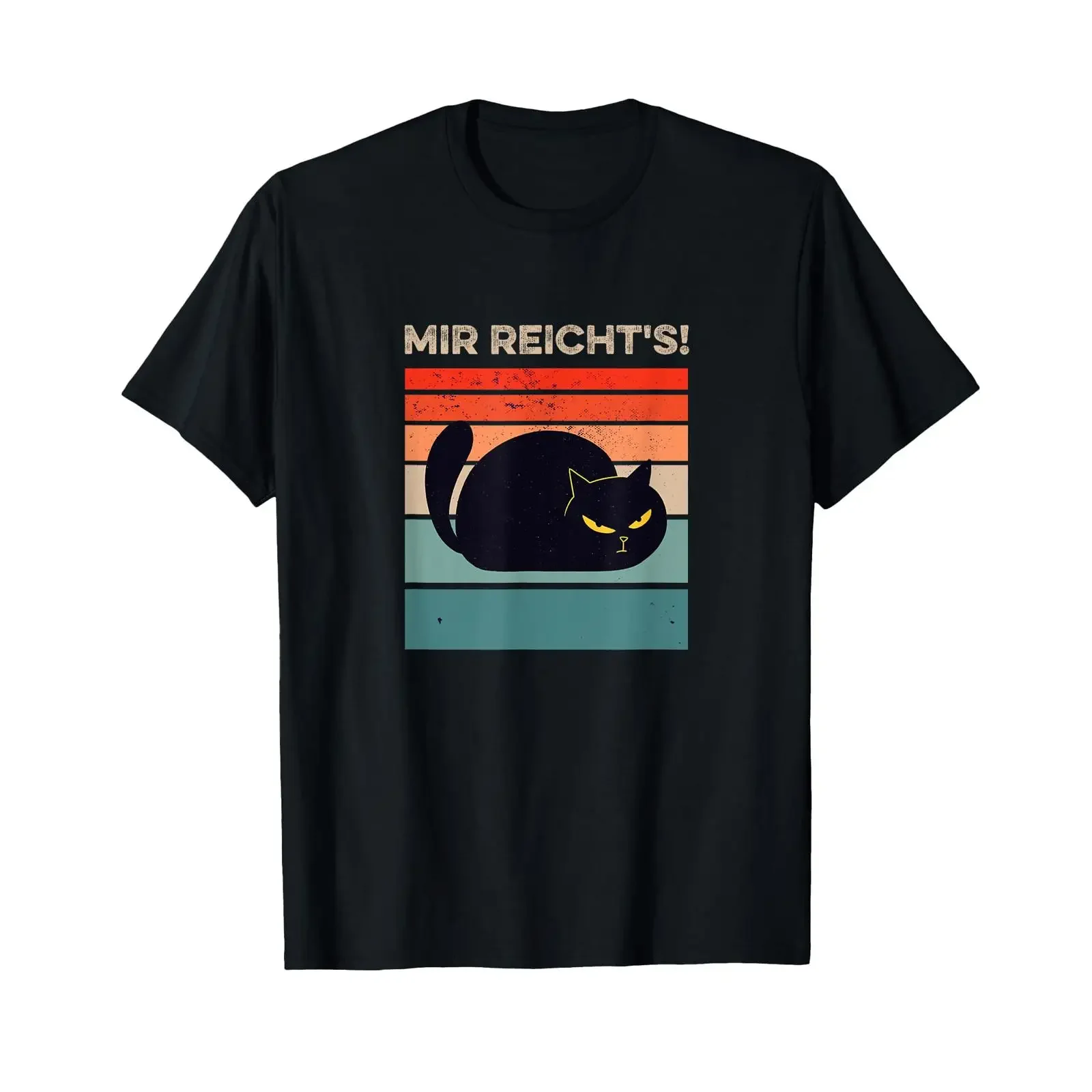 Mir reichts Cat Design with Cute Black T Shirt vintage Washed fashion Unisex homme Stretched designer clothes Versatile